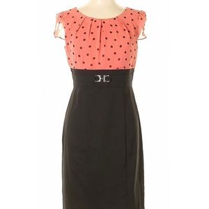 Alyx Petite Coral & Black Polka Dot Dress